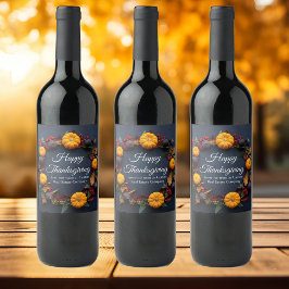 Happy Thanksgiving Custom Pumpkin Wreath Modern Weinetikett