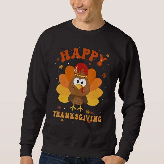 Happy Thanksgiving Cute Turkey Kids Boys Toddlers Sweatshirt (Vorderseite)