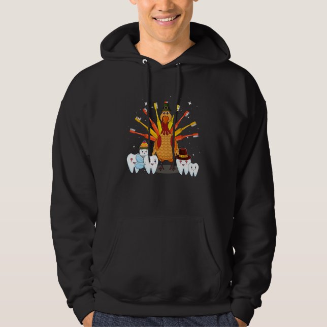 Happy Thanksgiving Cute Turkey Teeth Toothbrush De Hoodie (Vorderseite)