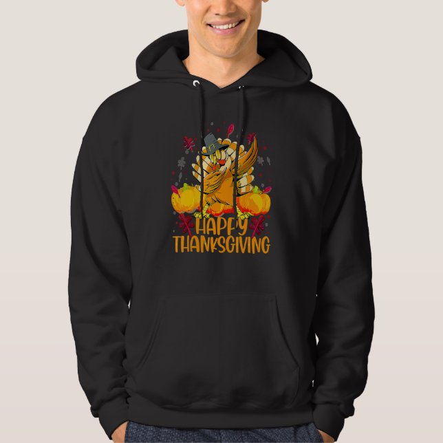 Happy Thanksgiving Dabbing Turkey Day Pilgrim Men  Hoodie (Vorderseite)