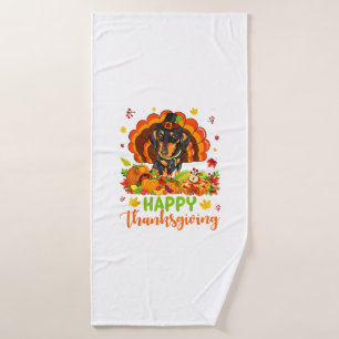Happy Thanksgiving Dackel Hund Türkei Hund Lover Badehandtuch