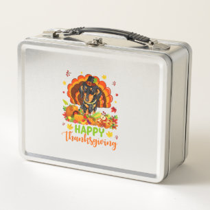 Happy Thanksgiving Dackel Hund Türkei Hund Lover Metall Brotdose