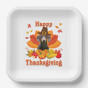 Happy Thanksgiving Dackel Hundebesitzer Pet Lover Pappteller