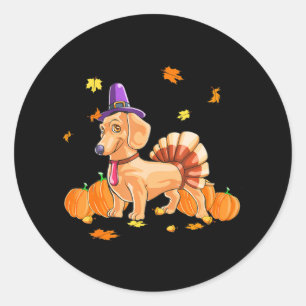Happy Thanksgiving Dackel Türkei Funny Runder Aufkleber