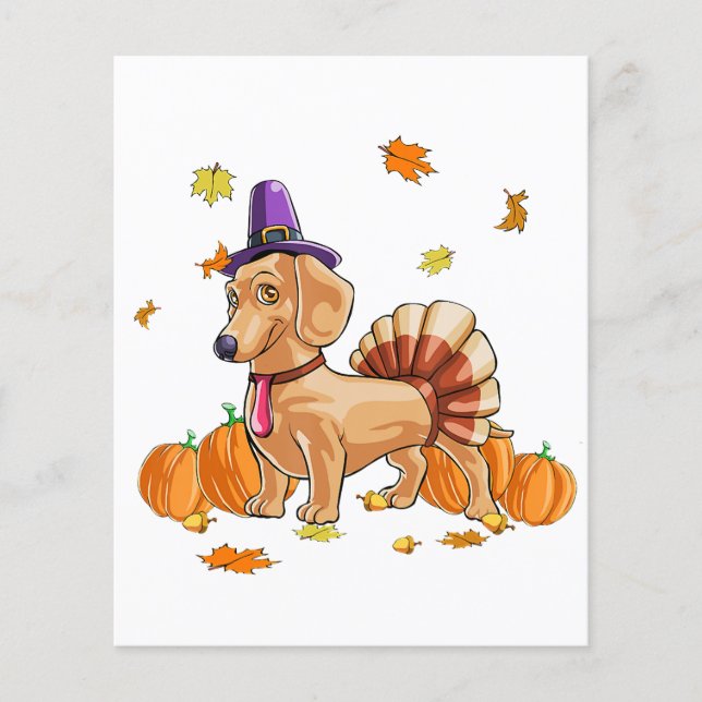 Happy Thanksgiving Dackel Türkei Kostüm T Spaß Flyer (Vorne)
