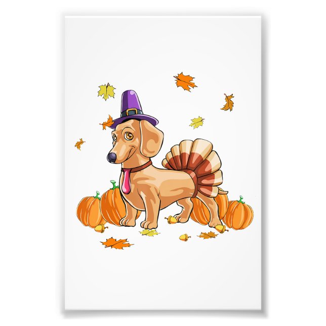 Happy Thanksgiving Dackel Türkei Kostüm T Spaß Fotodruck (Vorne)