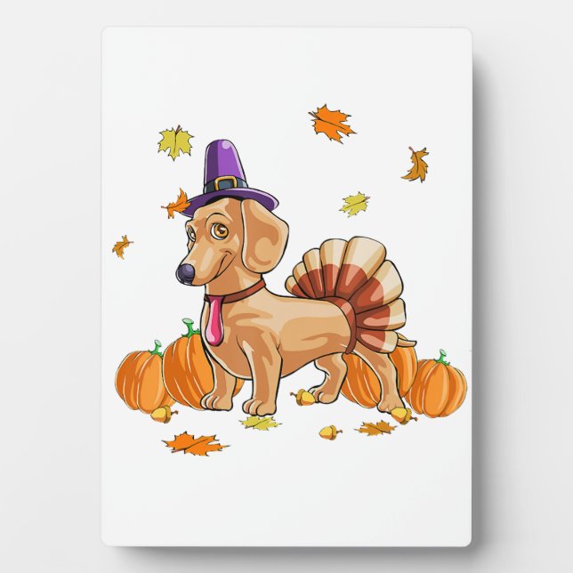 Happy Thanksgiving Dackel Türkei Kostüm T Spaß Fotoplatte (Vorderseite)