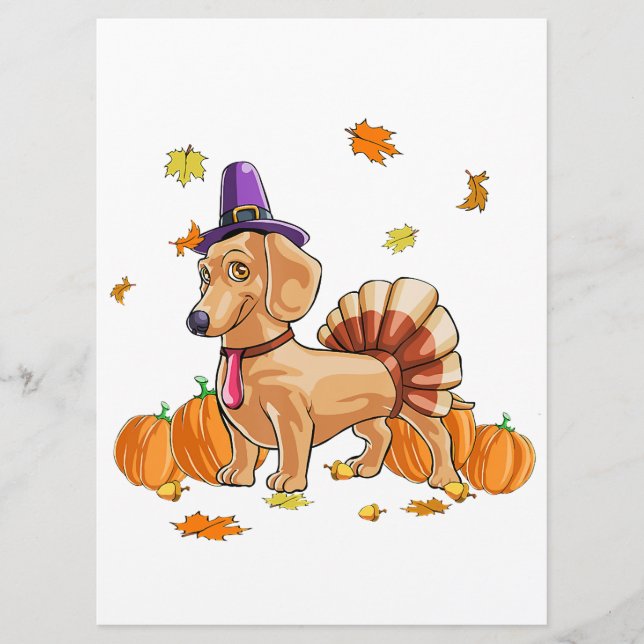 Happy Thanksgiving Dackel Türkei Kostüm T Spaß Menükarte (Vorderseite)
