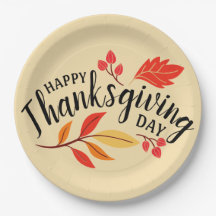 Happy Thanksgiving Day Botanical Fall Beige Blätte
