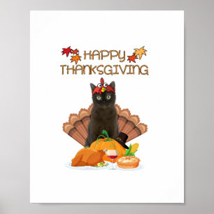Happy Thanksgiving Day Burmese Cat Geschenk Funny  Poster