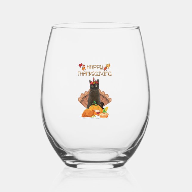 Happy Thanksgiving Day Burmese Cat Geschenk Funny  Weinglas Ohne Stiel (Vorderseite)