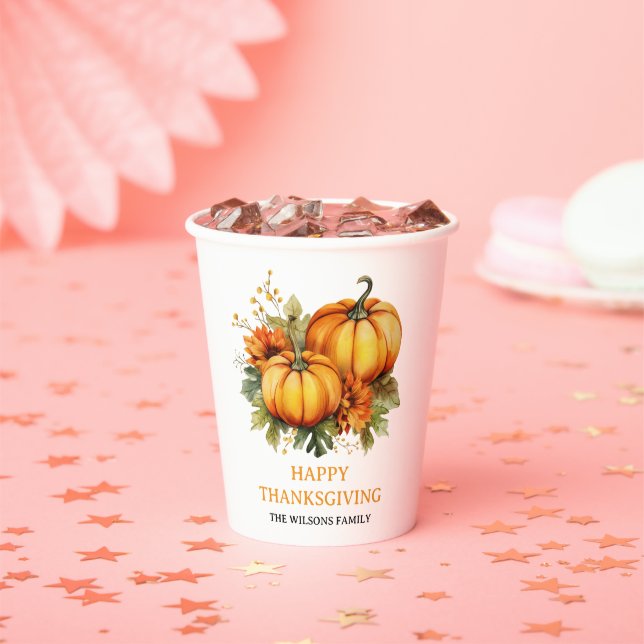 Happy Thanksgiving Day |Fall Holiday Türkei Dinner Pappbecher (Insitu)