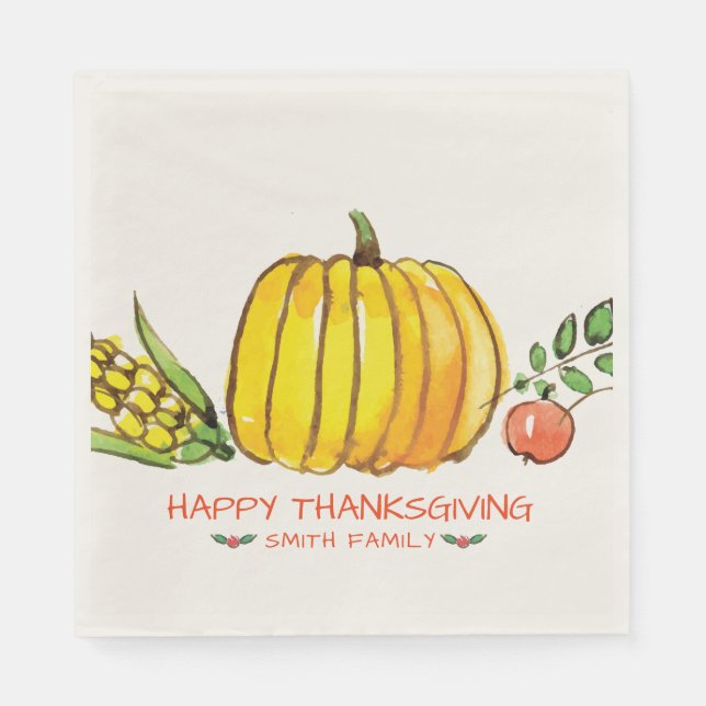 Happy Thanksgiving Day Family Dinner Feier Serviette (Vorderseite)