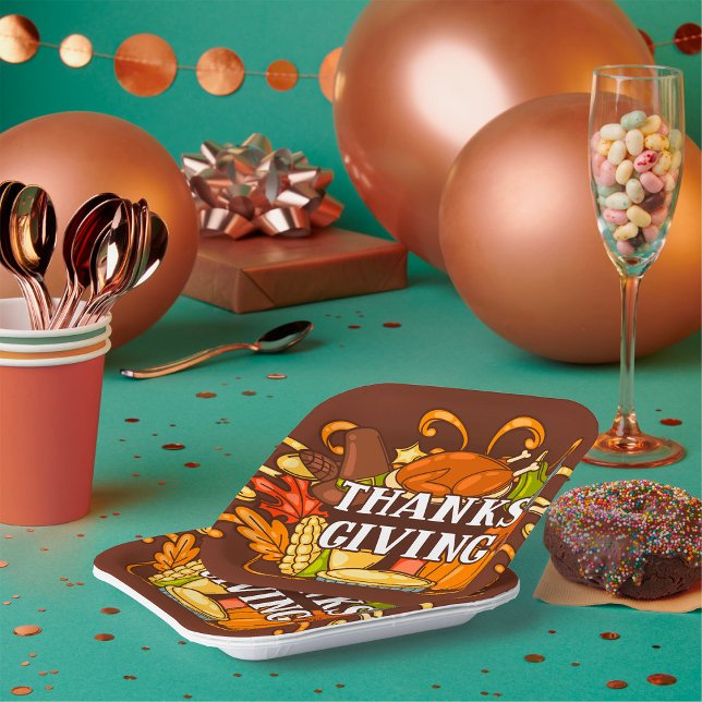 Happy Thanksgiving Day Food Paper Teller (Von Creator hochgeladen)