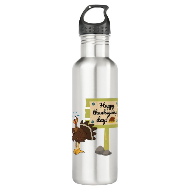 Happy Thanksgiving Day Funny Edelstahlflasche (Vorderseite)