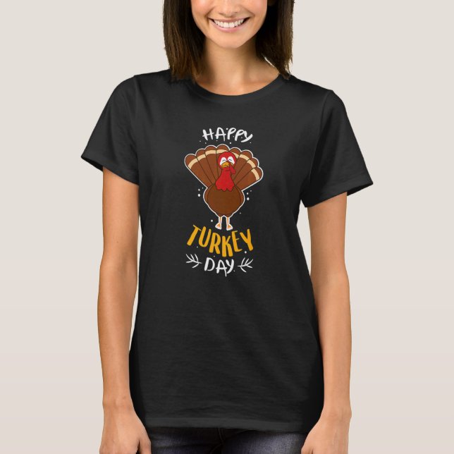 Happy Thanksgiving Day Funny Niedlich Pilgrim Türk T-Shirt (Vorderseite)