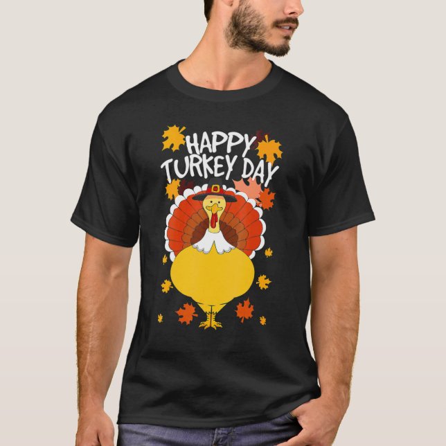 Happy Thanksgiving Day Funny Niedlich Pilgrim Türk T-Shirt (Vorderseite)