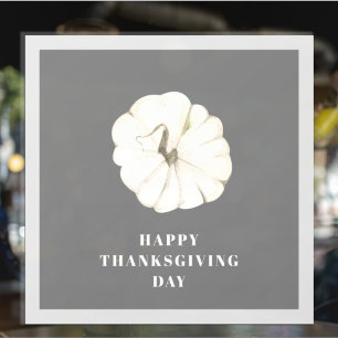 Happy Thanksgiving Day Grauer und weißer Kürbis Fensteraufkleber