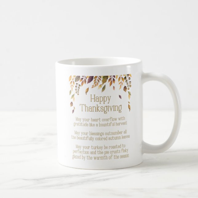Happy Thanksgiving Day Holiday Gedicht Kaffeetasse (Rechts)