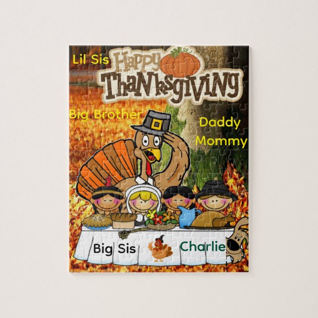 Happy Thanksgiving Day Jigsaw Family Grateful (Vertikal)