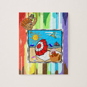 Happy Thanksgiving Day Jigsaw Puzzle, Strand Türke