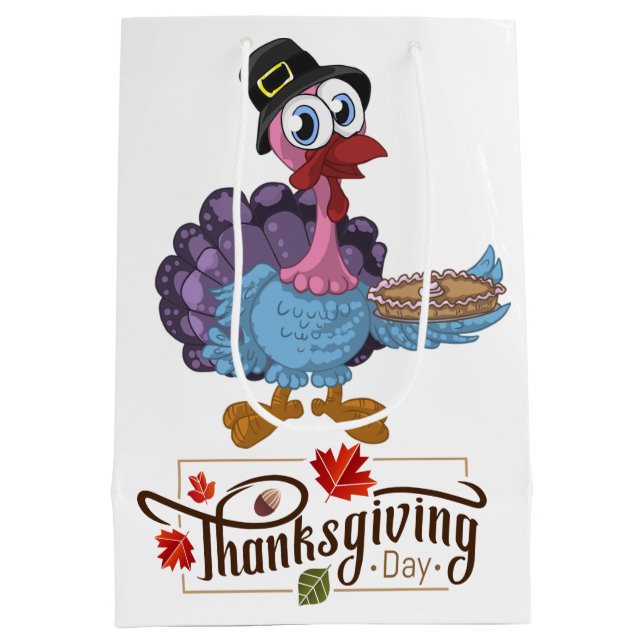 Happy Thanksgiving Day Mittlere Geschenktüte (Rückseite)