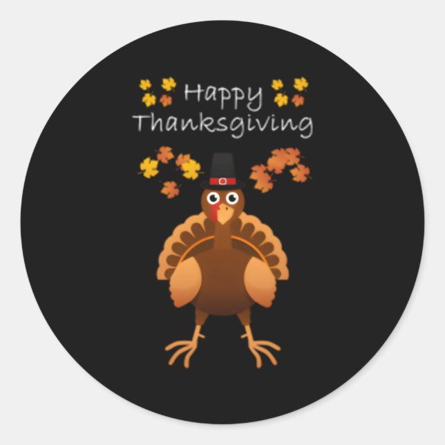 Happy Thanksgiving Day Pilgrim Türkei Runder Aufkleber (Vorderseite)