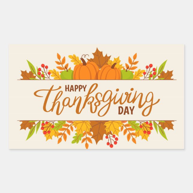 Happy Thanksgiving Day Rechteckiger Aufkleber (Vorderseite)