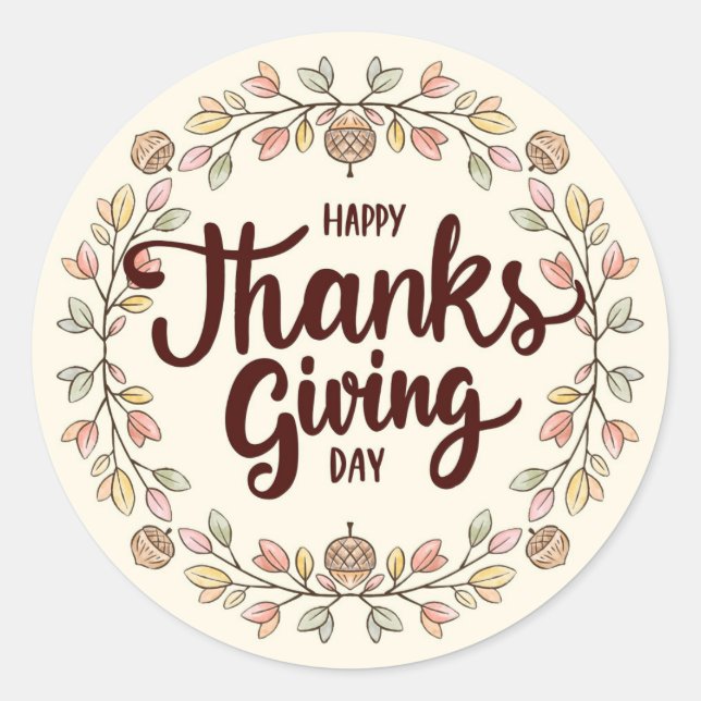 Happy Thanksgiving Day Runder Aufkleber (Vorderseite)