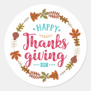 Happy Thanksgiving Day Runder Aufkleber