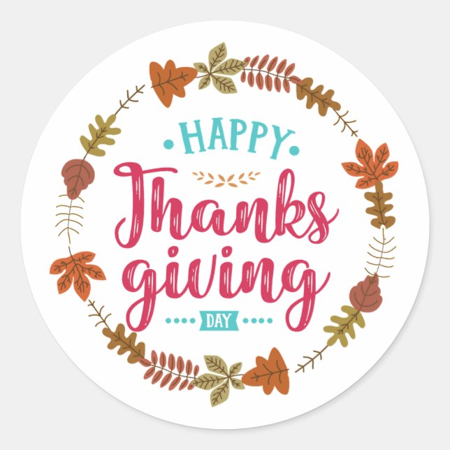 Happy Thanksgiving Day Runder Aufkleber (Vorderseite)