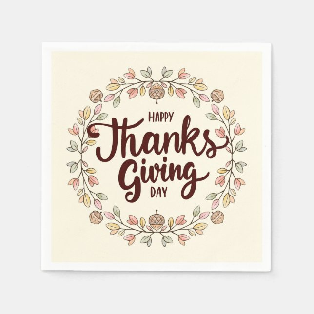 Happy Thanksgiving Day Serviette (Vorderseite)