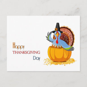 Happy Thanksgiving Day Türkei in Kürbis Postkarte