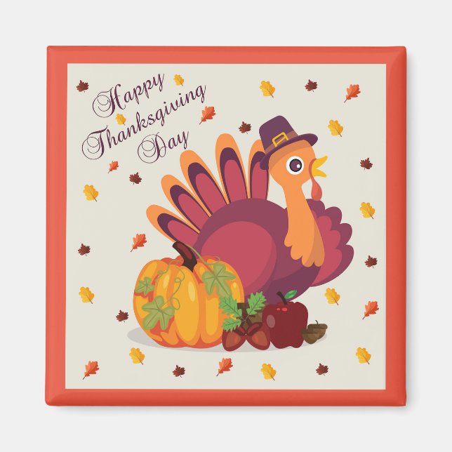 Happy Thanksgiving Day Turkey Magnet (Vorne)