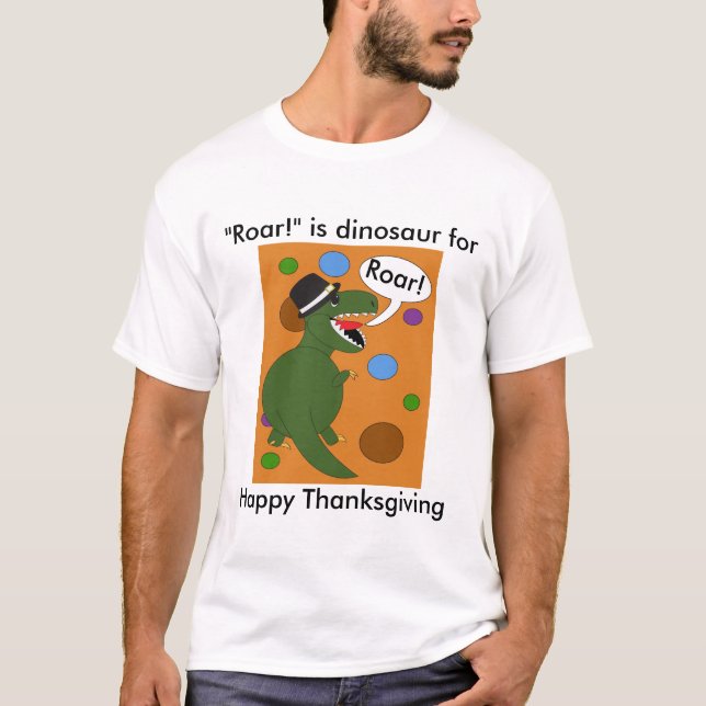 Happy Thanksgiving Dinosaur Funny Personalize T-Shirt (Vorderseite)