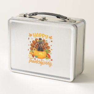 Happy Thanksgiving Doberman Dog Türkei Pumpkin Metall Brotdose