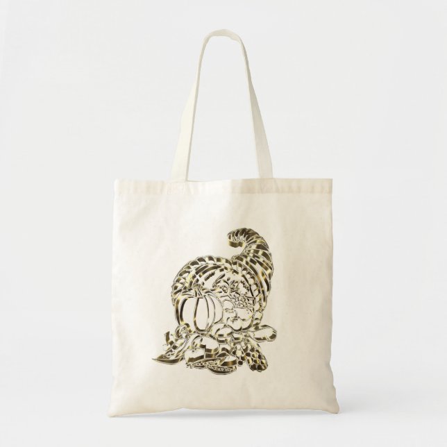Happy Thanksgiving Elegante Golden Cornucopia Tragetasche (Vorne)