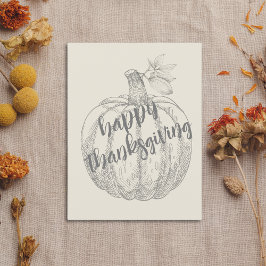 Happy Thanksgiving Elegante Rustic Pumpkin Postkar Feiertagspostkarte