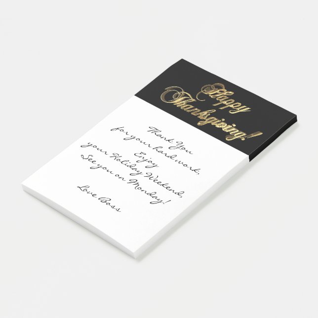 Happy Thanksgiving Eleganter Schwarz-Gold-Text Post-it Klebezettel (angewinkelt)