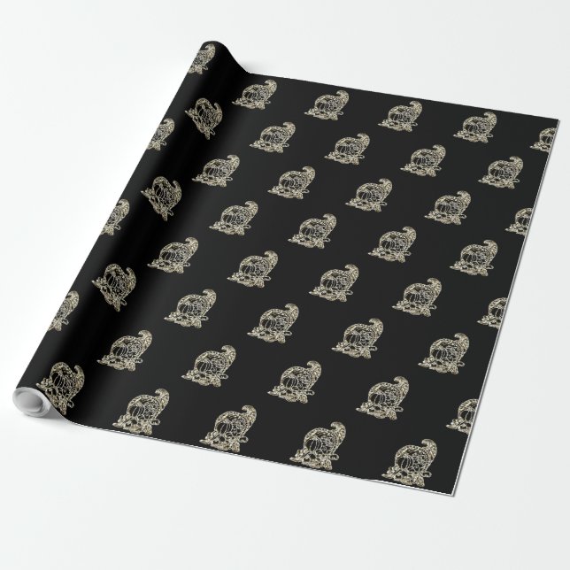 Happy Thanksgiving Elegantes Black Gold Cornucopia Geschenkpapier (Ungerollt)