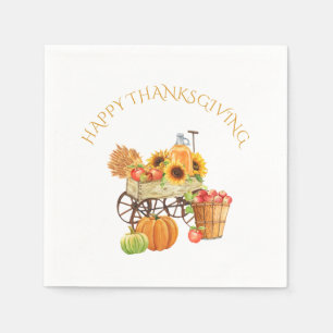 Happy Thanksgiving Ernte Blume und produzieren Serviette