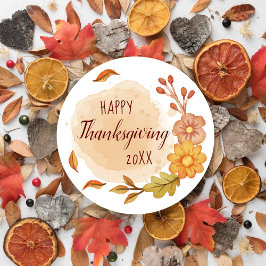 Happy Thanksgiving Fall Classic Round Sticker