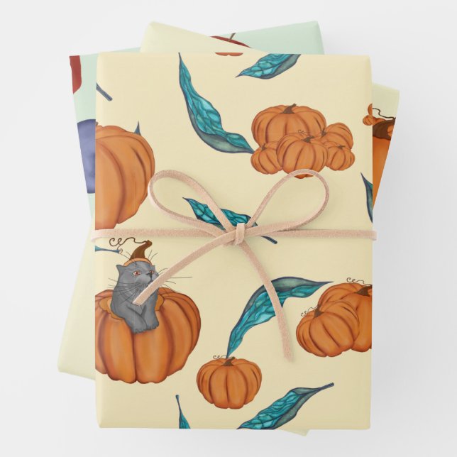 Happy Thanksgiving Fall Harvest Pumpkin Geschenkpapier Set (Beispiel)