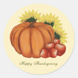 Happy Thanksgiving Fall Harvest Pumpkin Runder Aufkleber