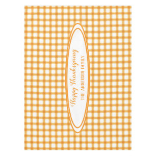 Happy Thanksgiving Fall Orange Kariert Familiennam Tischdecke
