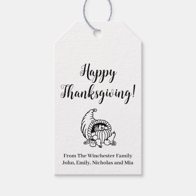 Happy Thanksgiving Fallernte Skript-Text Geschenkanhänger (Vorderseite)