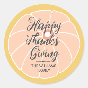 Happy Thanksgiving Familienname Runder Aufkleber
