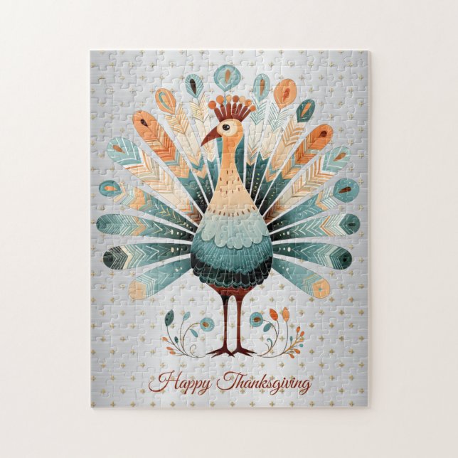 Happy Thanksgiving farbenfrohe Türkei Goldene Ster (Vertikal)