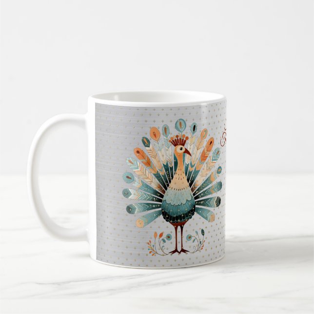 Happy Thanksgiving farbenfrohe Türkei Goldene Ster Kaffeetasse (Links)