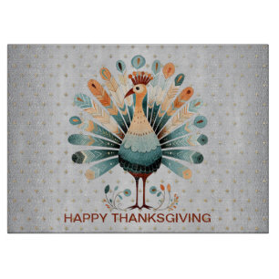 Happy Thanksgiving farbenfrohe Türkei Goldene Ster Schneidebrett